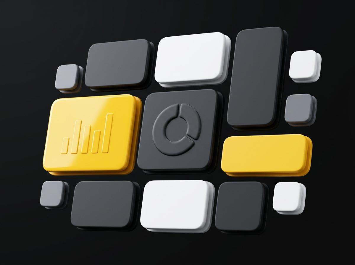 Módulos de un panel de control en amarillo, gris y blanco